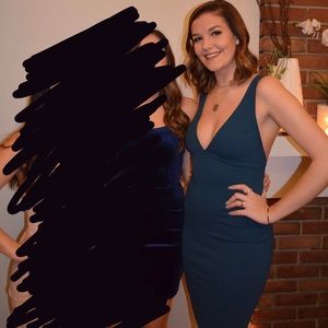 LuLus dark teal bodycon midi dress
